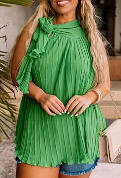 Picture of CURVY GIRL HALTER NECK PLEATED TOP